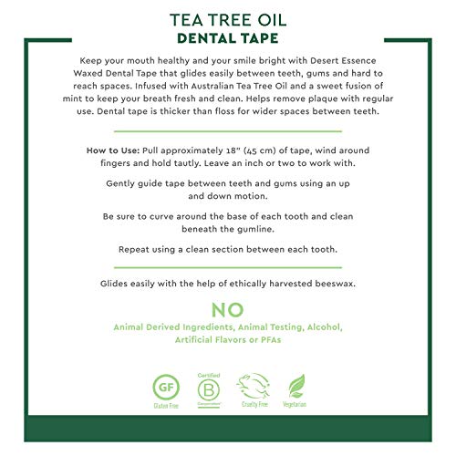 Desert Essence Tea Tree Oil Dental Tape - 30 Yards - Naturally Waxed w/Beeswa...