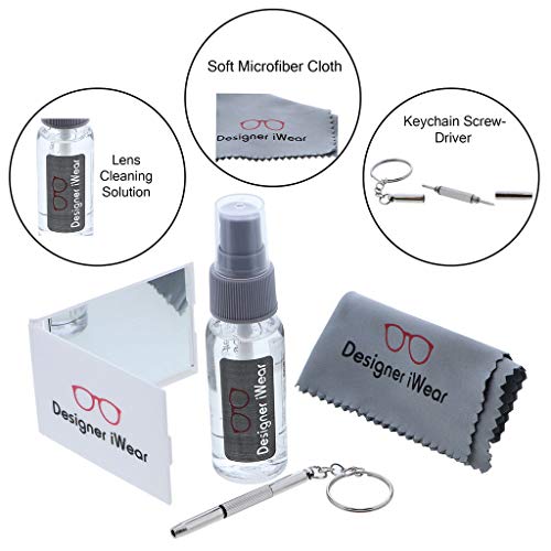Designer iWear Eyeglass Care Kit with Lens Cleaning Spray, Microfiber Cleanin...
