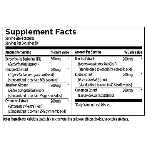 Designs for Health GlucoSupreme Herbal Supplement - Berberine HCl, Banaba, Gi...