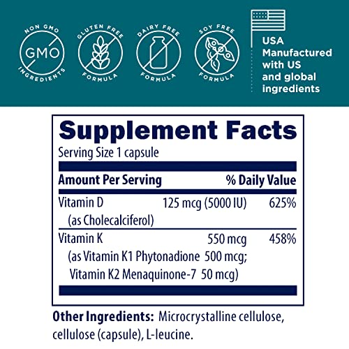 Vitamin D Supreme 5000 IU by Designs for Health - Vit D + K2 Supplement - Sup...