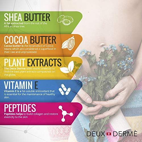Deux Derme - Stretch Mark Prevention Cream, with Vitamin E, Cocoa Butter for ...