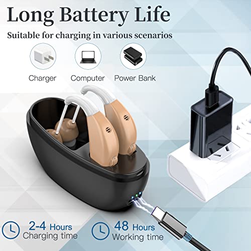 Hearing Aids for Adults Hearing Loss with Noise Cancelling, Rechargeable Hear...