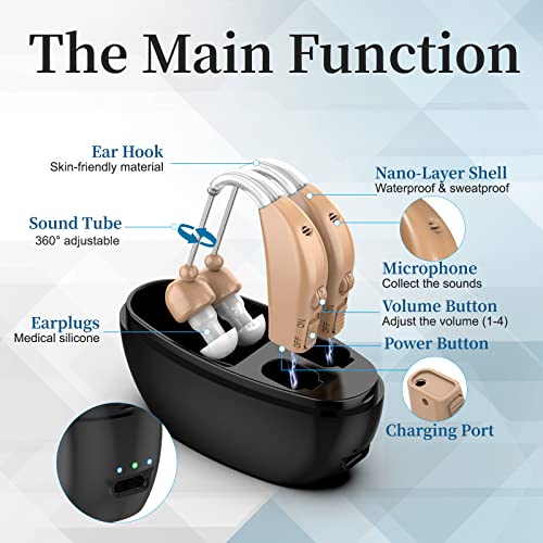 Hearing Aids for Adults Hearing Loss with Noise Cancelling, Rechargeable Hear...