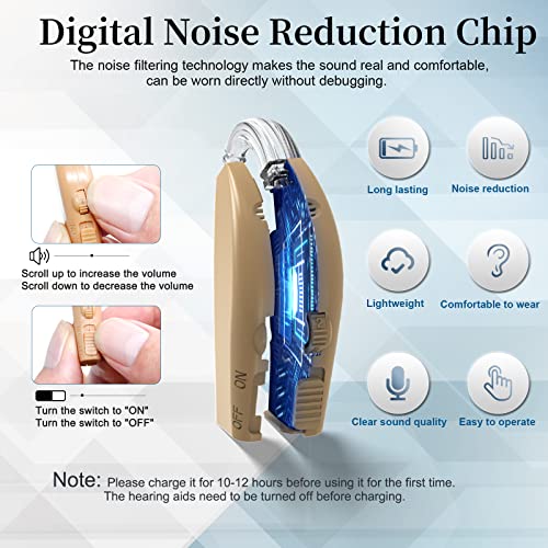 Hearing Aids for Adults Hearing Loss with Noise Cancelling, Rechargeable Hear...