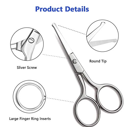 Nose Hair Scissors,3Pcs Eyebrow and Nose Hair Scissors, Stainless Steel Profe...