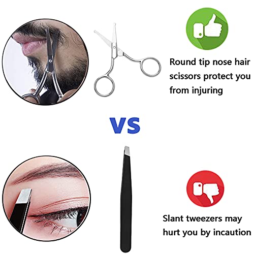 Nose Hair Scissors,3Pcs Eyebrow and Nose Hair Scissors, Stainless Steel Profe...