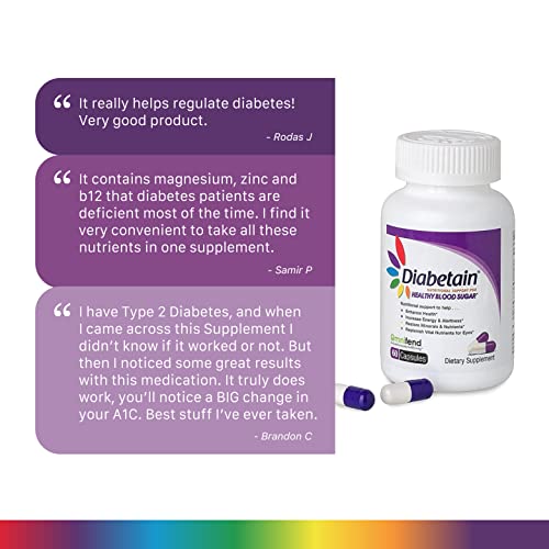 Diabetain Type 1 and 2 Diabetes Supplements - Premium Blood Sugar Control Opt...
