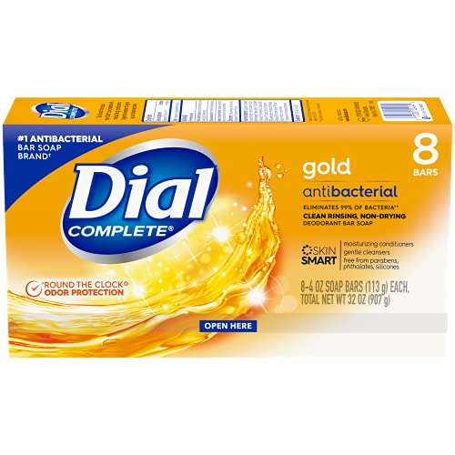 Dial Antibacterial Bar Soap, Gold, 4 Oz ( 8 Bar pack)