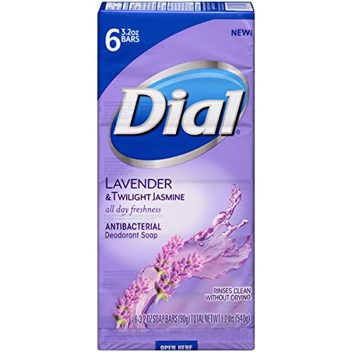 Dial Antibacterial Deodorant Bar Soap, Lavender & Twilight Jasmine, 6 Bars - ...