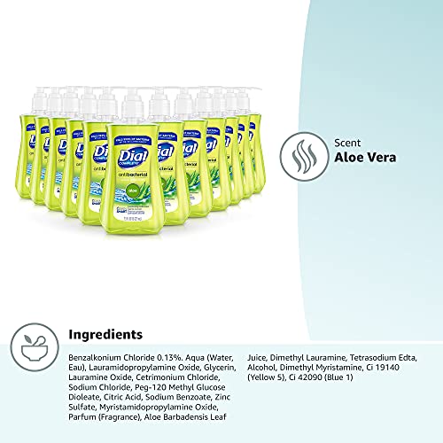 Dial Antibacterial Liquid Hand Soap, Aloe, 7.5 Fluid Ounces (Pack of 12)