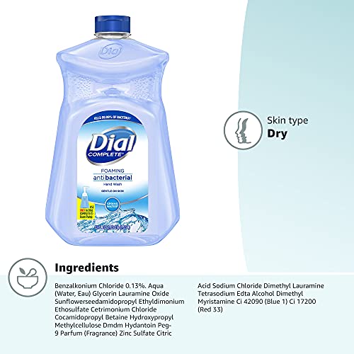Dial Complete Antibacterial Foaming Hand Soap, Spring Water, 52 Fl Oz (Pack o...