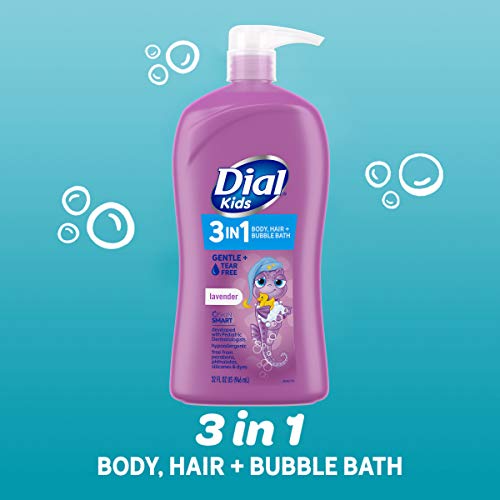Dial Kids 3in1 Body+Hair+Bubble Bath fl oz, Lavender, 32 Ounce