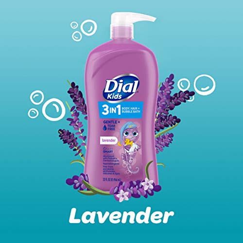Dial Kids 3in1 Body+Hair+Bubble Bath fl oz, Lavender, 32 Ounce