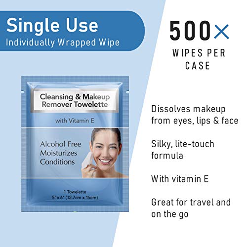 Diamond Wipes Cleansing and Waterproof Makeup Remover Wipes Case of 500ct Alc...