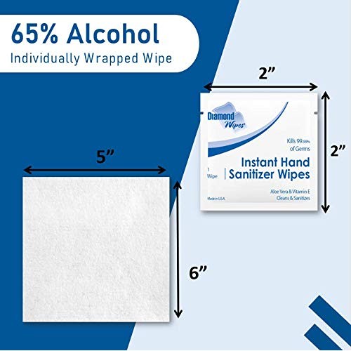 Diamond Wipes Instant Hand Sanitizer Alcohol Wipes 65% Ethyl Alcohol Box Of 1...