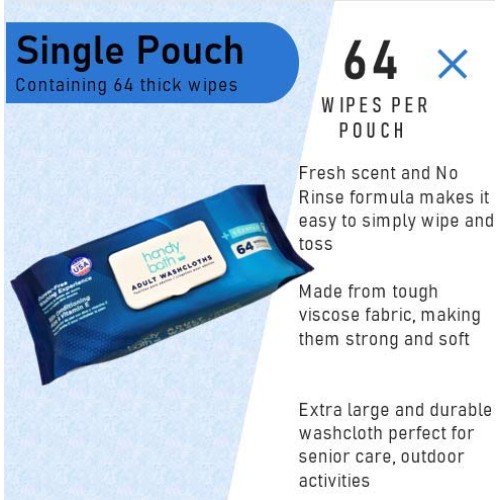 Handybath Incontinence Adult Washcloths Scented for Senior Care or Outdoor Ac...
