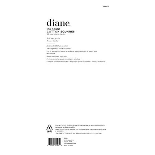 Diane Cotton Squares - Pack of 160 – 100% Real Cotton – Soft, Gentle on Face,...