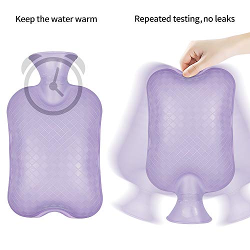 Hot Water Bottle Rubber Warm Water Bag with Soft Plush and Knit Cover,Hot Wat...