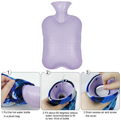 Hot Water Bottle Rubber Warm Water Bag with Soft Plush and Knit Cover,Hot Wat...