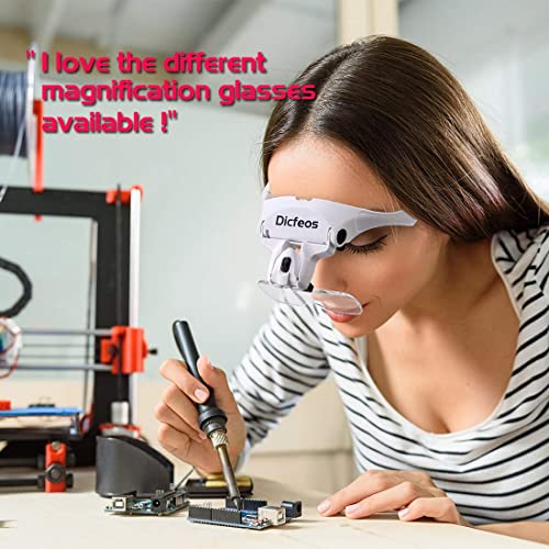 Dicfeos Magnifying Glass with Light for Close Work, Headband Magnifier with L...