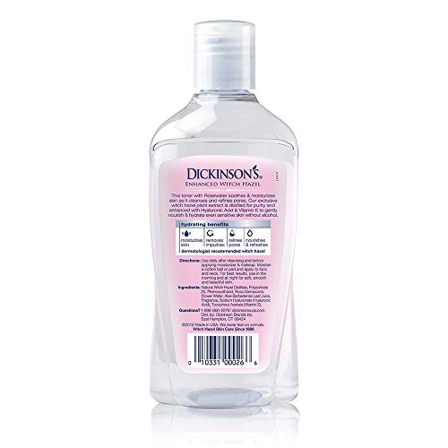 Dickinson's Enhanced Witch Hazel Hydrating Toner with Rosewater, Alcohol Free...
