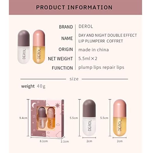 2 Pcs Lip Plumper,Syrup Cosmetics Lip Plumper, Syrup Day and Night Lip Plumpe...