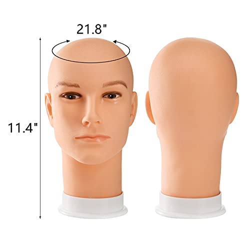 Dicunoy 2PCS Mannequin Head, Male Hair Model Head, Bald Wig Head, Afro Americ...