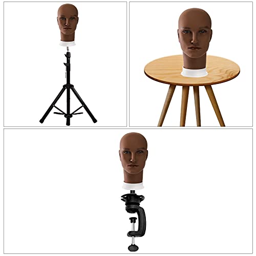 Dicunoy 2PCS Mannequin Head, Male Hair Model Head, Bald Wig Head, Afro Americ...