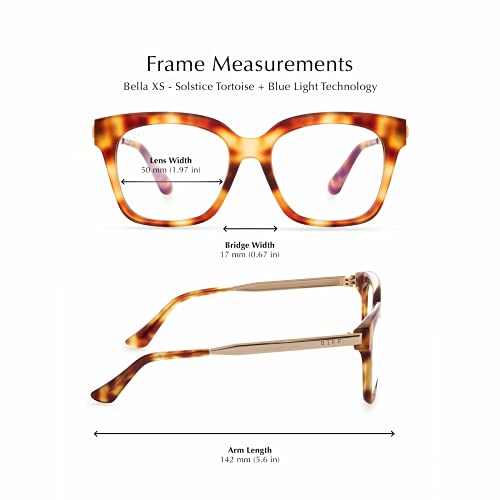 DIFF Eyewear - Bella XS - Designer Square UV400 Blue Light Blocking Glasses f...