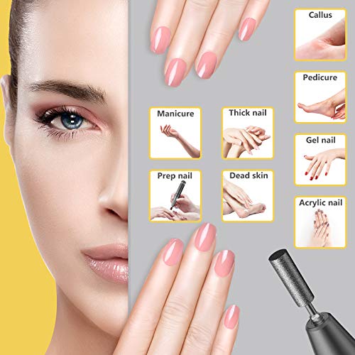 Professional Nail Drill Kit, Portable Electric Nail Drill Machine 35000RPM wi...