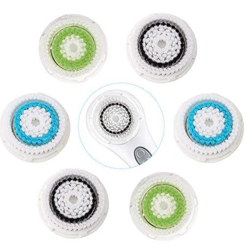 6 Pack Replacement Facial Ultrasonic Cleansing Brush Heads Compatible with De...