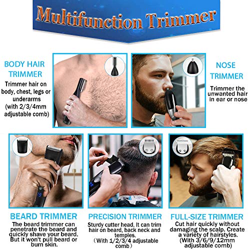 DIKANEO Beard Trimmer Hair Clipper Kit for Men, 10 IN 1 Electric Trimmers Gro...