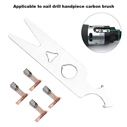 2 Pairs Nail Drill Carbon Brush, Nail Drill Machine Wrench, Alloy Durable Nai...