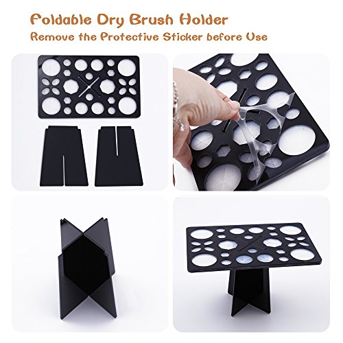 Makeup Brush Cleaning Mat & Makeup Brush Drying Rack, YLong-ST 28 Holes Makeu...