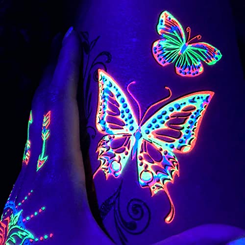 Blacklight Glow Party Temporary Tattoo-1 Sheet -Buttterfly