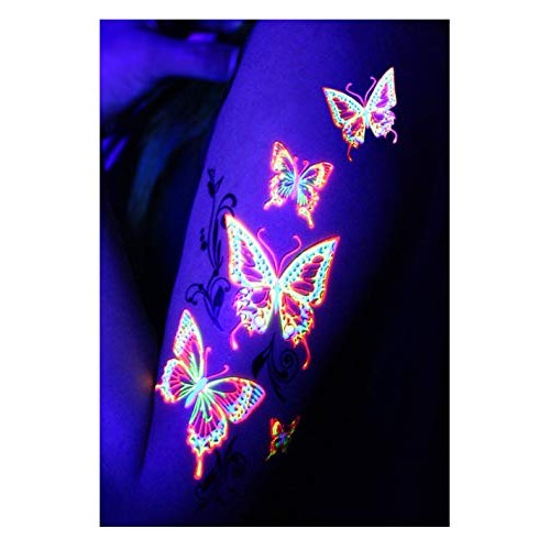 Blacklight Glow Party Temporary Tattoo-1 Sheet -Buttterfly