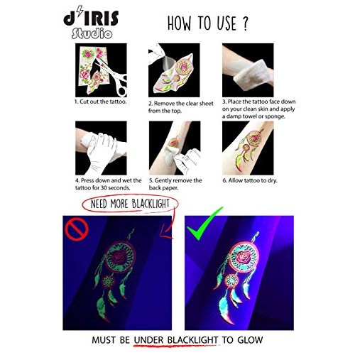 Blacklight Glow Party Temporary Tattoo-1 Sheet -Buttterfly