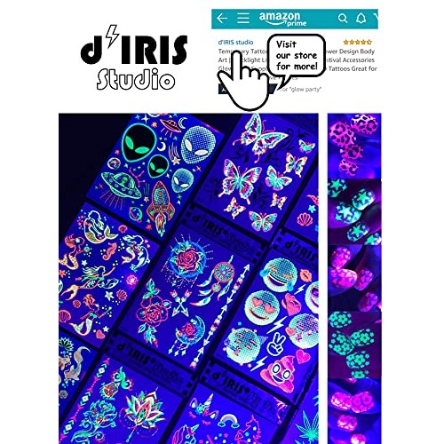 Blacklight Glow Party Temporary Tattoo-1 Sheet -Buttterfly