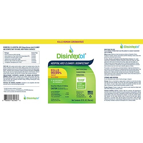 Disinfexol Hospital Grade HOCl Disinfectant Cleaning Spray - Kills 99.99% of ...