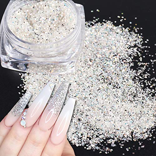 Holographic Nail Art Sequins Glitter Kits 6 Boxes 3D Nails Glitter Metallic S...