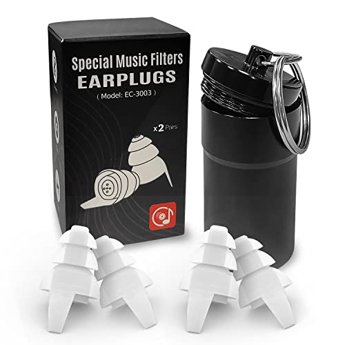 Reusable Ear Plugs for Concert, Noise Reduction Concert Earplugs, 2Pair Speci...