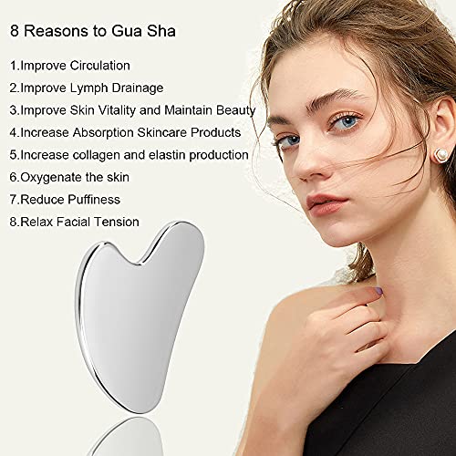 Ditind Gua Sha, Gua Sha Facial Tools, Stainless Steel Guasha Tool for Facial ...