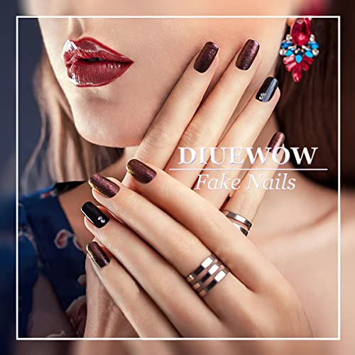 24PCS Press On Nails Medium Fake Nails Glossy French White Line Almond Press ...