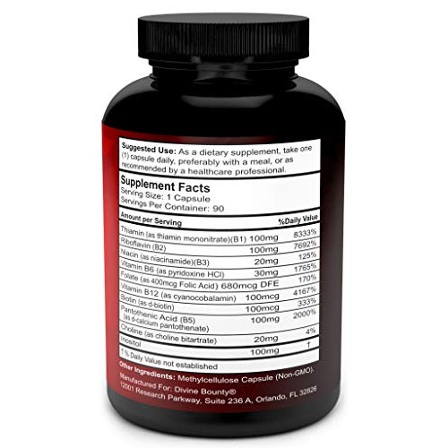 Divine Bounty Super B Complex Vitamins - All B Vitamins Including B12, B1, B2...