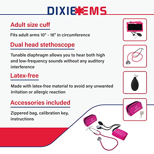 Dixie EMS Aneroid Sphygmomanometer and Dual Head Stethoscope Set with Adult S...
