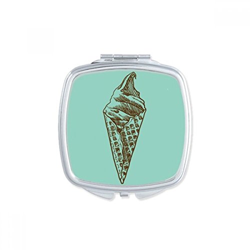 Chocolate Sketch Ice Cones Square Mirror Portable Compact Pocket Makeup Doubl...