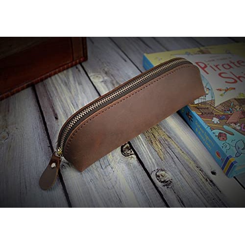 DK86 Leather Zipper Pen Case Pouch Holder Bag - Small Travel Makeup Cosmetic ...