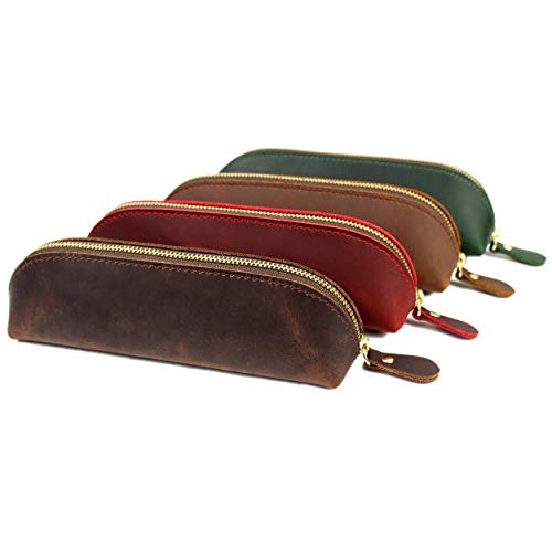 DK86 Leather Zipper Pen Case Pouch Holder Bag - Small Travel Makeup Cosmetic ...