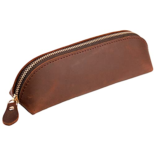DK86 Leather Zipper Pen Case Pouch Holder Bag - Small Travel Makeup Cosmetic ...