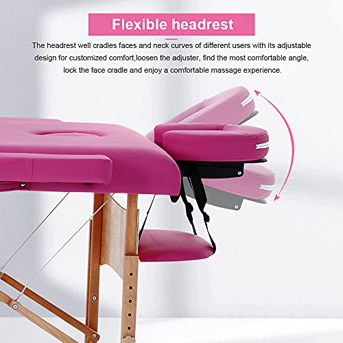 Dkeli Massage Table Portable Spa Bed Foldable 73 Inch Height Adjustable Massa...